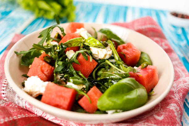 istock Watermelon salad with arugula and cheese feta 1167150650