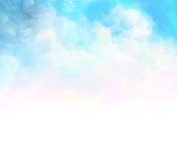 painted summer cloudy sky Watercolor background clouds background stock illustrations