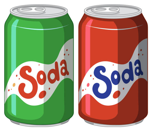 illustrazioni stock, clip art, cartoni animati e icone di tendenza di lattina di soda in alluminio su bianco - bevanda fredda