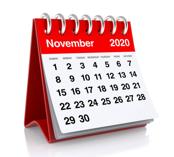 istock November 2020 Calendar. Isolated on White Background. 3D Illustration 1167156578