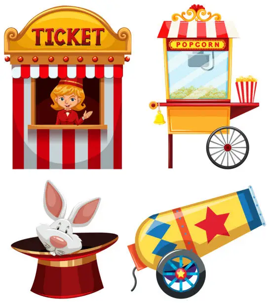 Vector illustration of Circus, fun fair, amusement park theme template