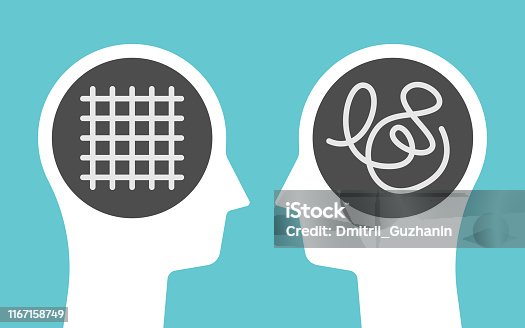 istock Head silhouettes, order, chaos 1167158749