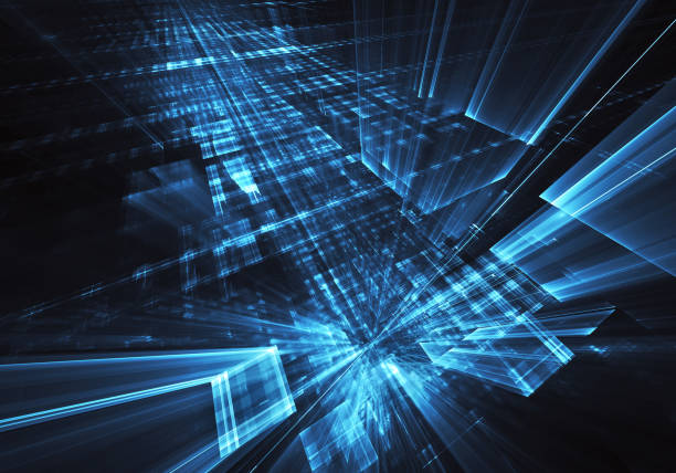 istock Abstract 3D fractal background, 3D illustration. Virtual Neon City 1167159116