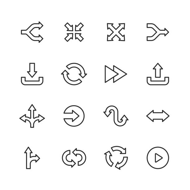 ilustrações de stock, clip art, desenhos animados e ícones de arrow line icons. editable stroke. pixel perfect. for mobile and web. contains such icons as direction, arrow. - symbol refreshment turning reload