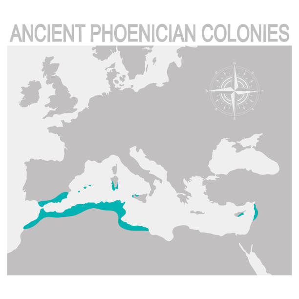 map of the Ancient Phoenician colonies vector map of the Ancient Phoenician colonies phoenicia stock illustrations