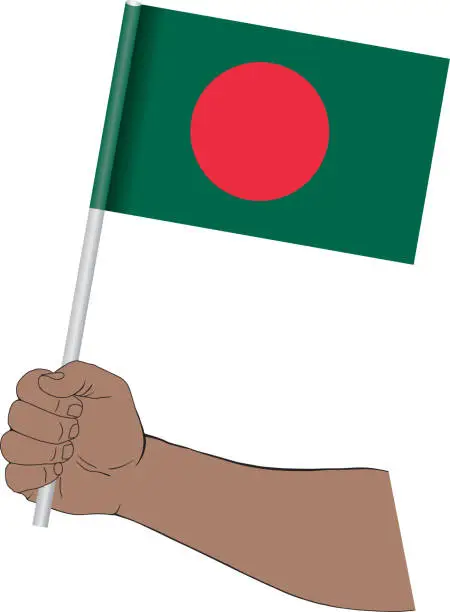 Vector illustration of Hand holding national flag of Bangladesh