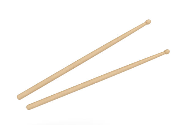 istock Wooden drumsticks isolated on white background 3d rendering 1167182452