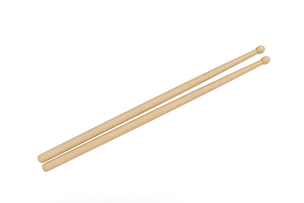 istock Wooden drumsticks isolated on white background 3d rendering 1167182599