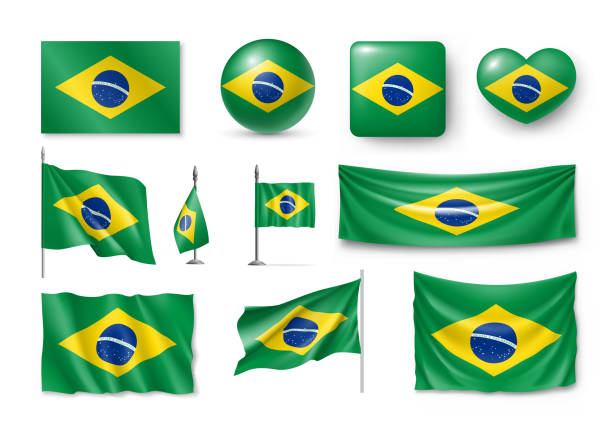 różne flagi kraju brazylii - brasil flag stock illustrations