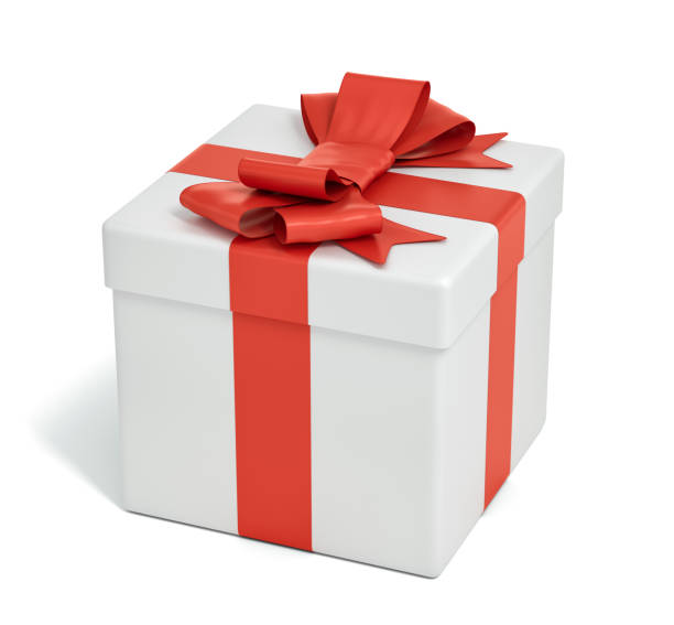 istock White gift box with red ribbon bow, isolated on white background 3d rendering 1167189580