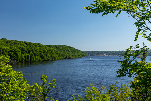 A scenic view of the St. Croix River in the summer.