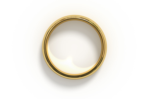 3d render of golden ring isolated on white background