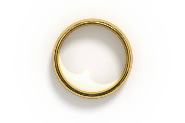 render 3d złotego pierścienia izolowanego na białym tle - ring gold golden jewelry zdjęcia i obrazy z banku zdjęć
