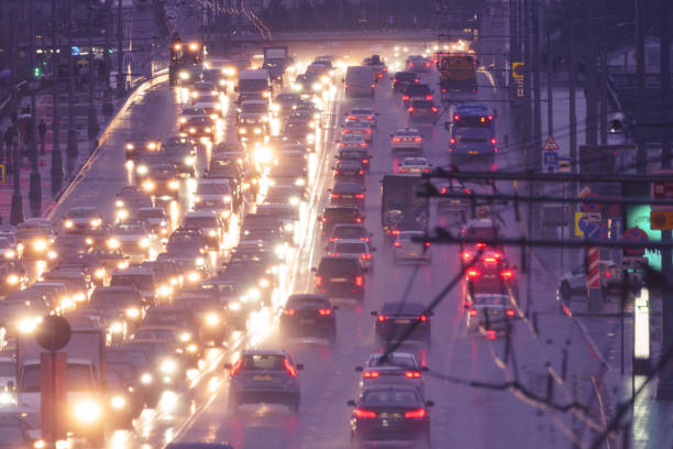 istock Traffic of big city in night. 1167190864