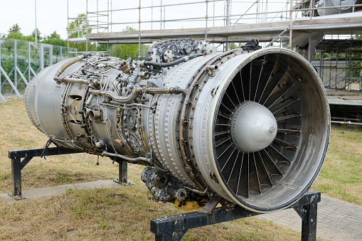 dismantled old Russian aircraft turbine