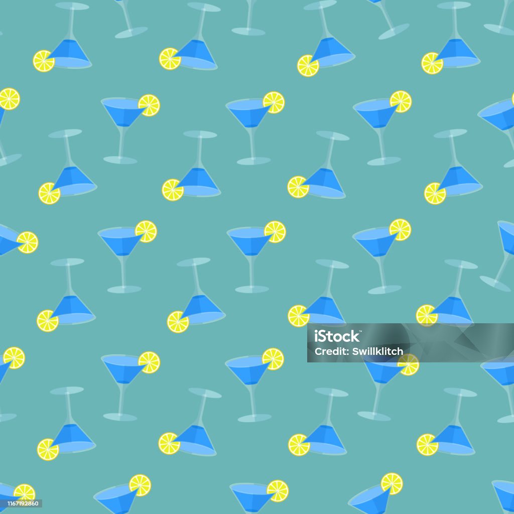 Cocktail Glass Repeat Pattern Seamless Flat Pattern With Cocktail Glasses Stock Illustration ...