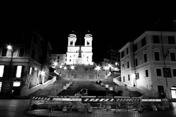 Black and white street Photography :  Spanish Steps stock photo