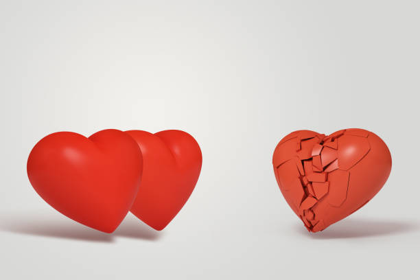 istock two red heart and damage heart on white background. 3d rendering 1167194813