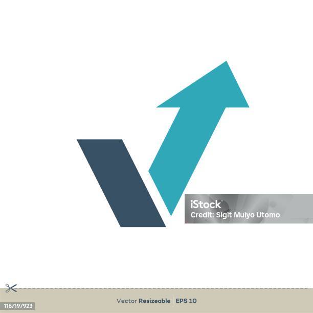 V Letter Logo Template Illustration Design Vettore Eps 10 - Immagini vettoriali stock e altre immagini di Segno di freccia