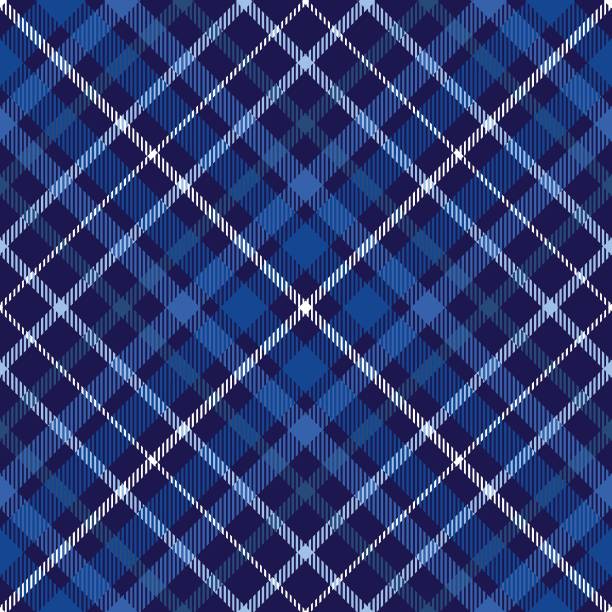 ilustrações de stock, clip art, desenhos animados e ícones de plaid pattern in blue, navy and white. - checked textile