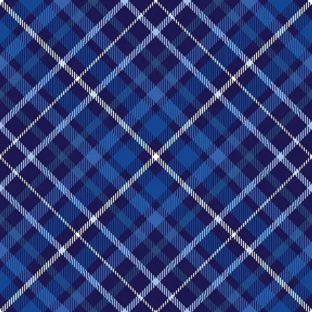 Vector illustration of Plaid pattern in blue, navy and white.