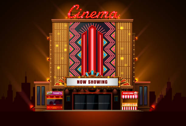 theater cinema building theater cinema building vector easy to change color and object entrance stock illustrations