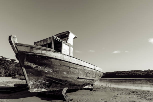 Photo of a boat moored on dry land. Shot with DSLR Canon Mark IV