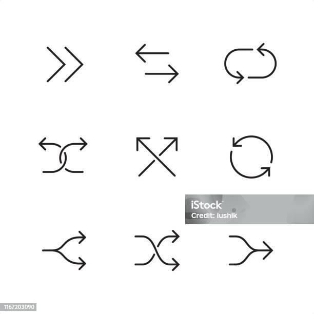 Double Arrows Pixel Perfect Outline Icons Stock Illustration - Download Image Now - Traffic Arrow Sign, Arrow Symbol, Double Arrow Symbol