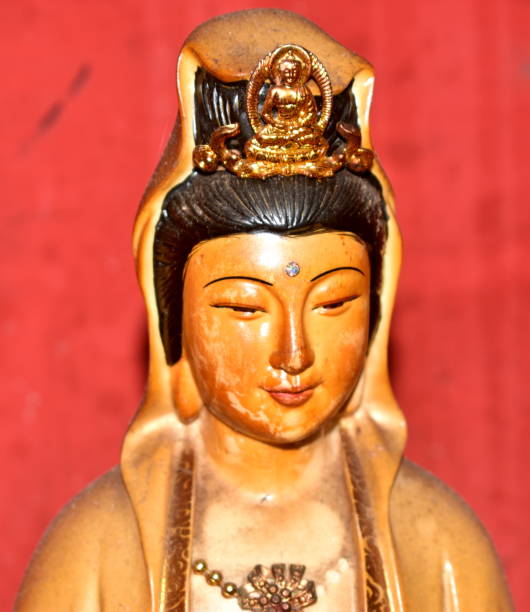 istock Face of a buddhist statue at a Chinese temple 1167204189