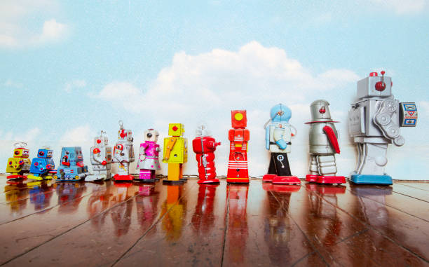 istock a line of vintage robots from small to big 1167204505
