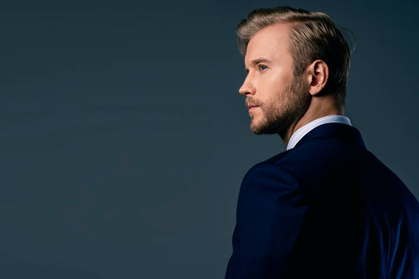 istock elegansmart caucasian businessman hand touch invisible screen isolate backgroundce caucasian Successful businessman  with beard close up wear formal suit tie grey background 1167206822