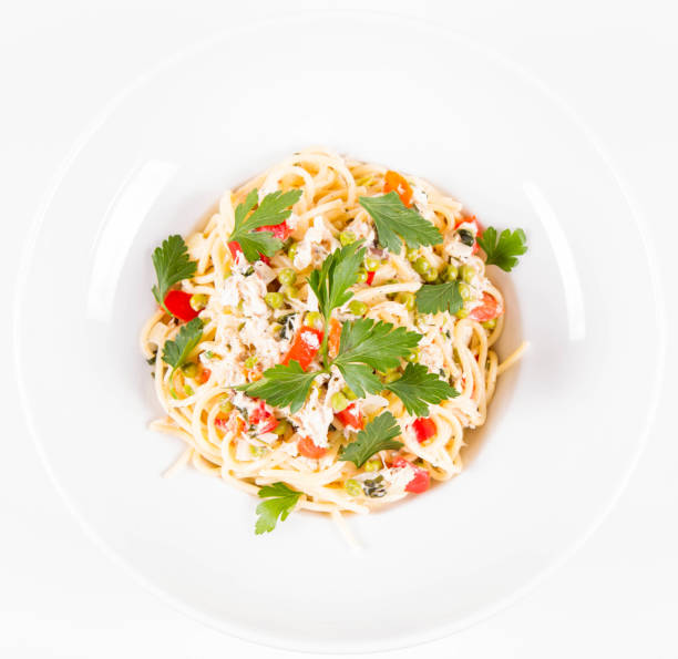 istock Spaghetti with smoked mackerel and vegetables 1167208435
