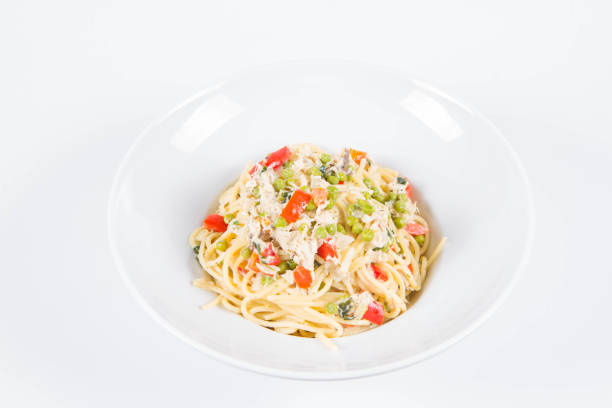 istock Spaghetti with smoked mackerel and vegetables 1167209502