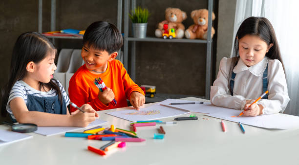 istock Asian Kid in Creative Art workshop at international school. 1167217031