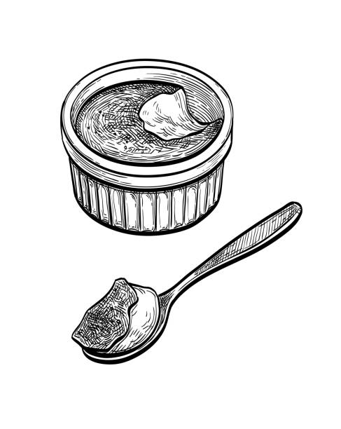 чернила эскиз крем-брюле. - custard stock illustrations