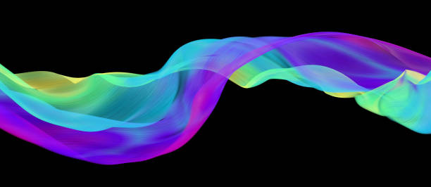 istock Bright wave fabric shape in black color background 1167231190