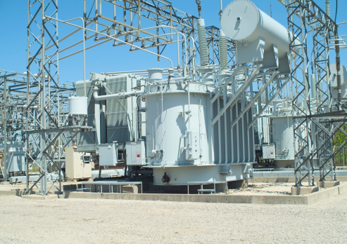 Electrical utility transformer sub-station.