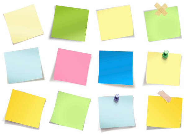 note adesive, puntine e nastri di condotto - adhesive note note pad paper yellow foto e immagini stock
