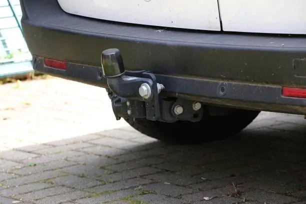 trailer coupling at a white car