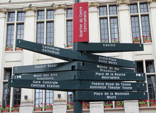 Brussels Belgium - 15, July 2015: Tourist pointers in Brussels, Belgium