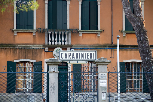 BURANO, ITALY - 07 DECEMBER, 2018: Local carabineri department building in Burano island, Italy.