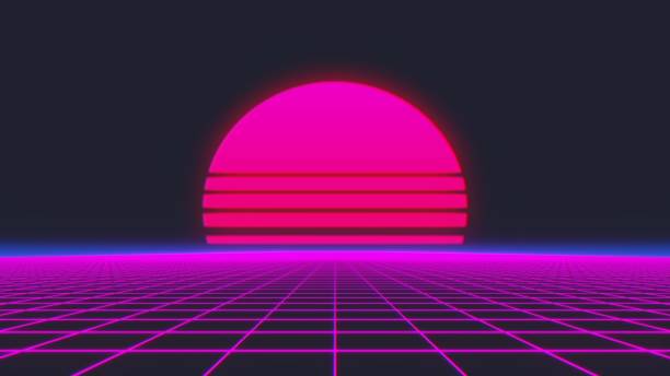 istock Retro Futurism Background 1980s style. 3d illustration 1167253245