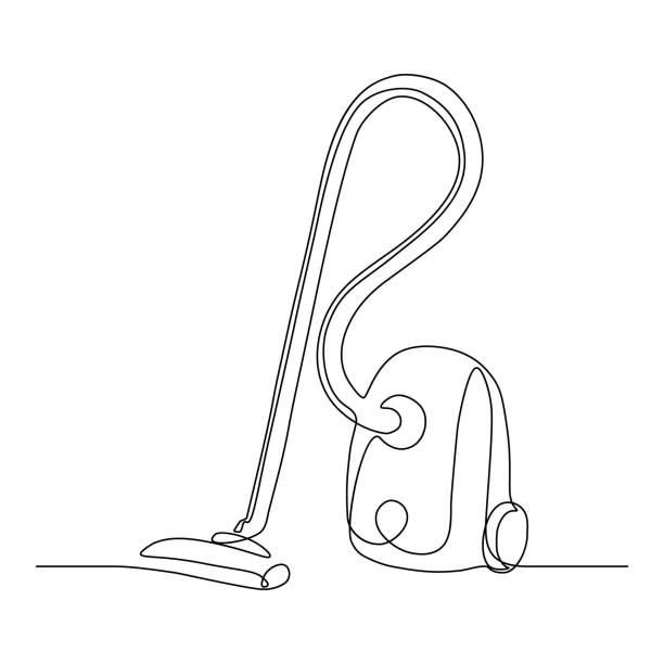 Vacuum cleaner Vacuum cleaner in continuous line art drawing style. Hoover black line sketch on white background. Vector illustration carpet sweeper stock illustrations