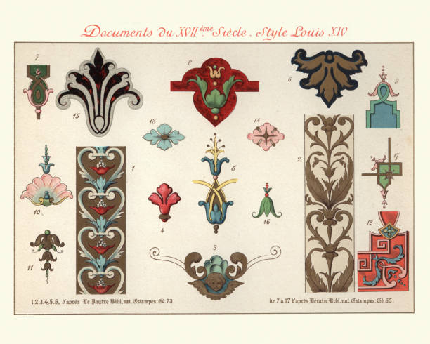 ilustrações de stock, clip art, desenhos animados e ícones de vintage decorative design elements, 17th century louis xiv style - 17th century style