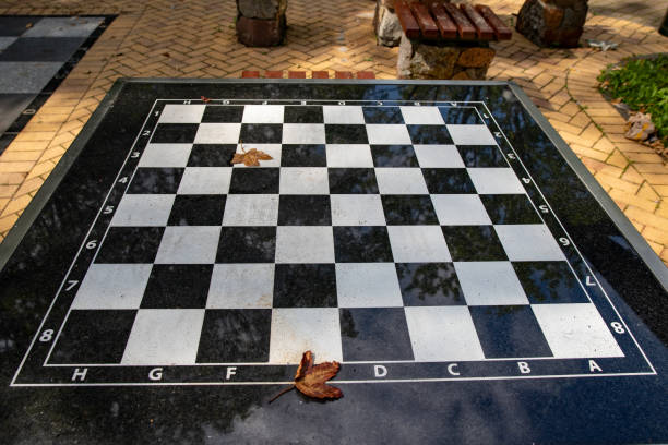istock A small chess table in the park. Empty board game table. Summer season. 1167262699