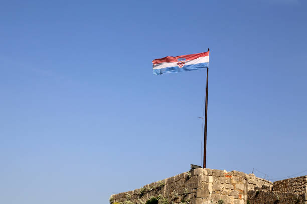istock Croatia national flag evolves over the fortress 1167263542
