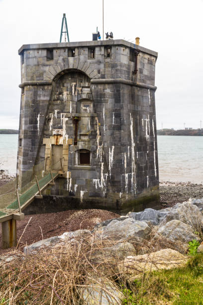 la tour de martello ouest au dock de pembroke, portrait. - martello towers man made coastal feature direction photos et images de collection