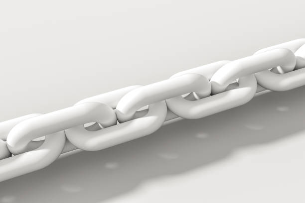 Chain with blank background, concept of digital security, 3d rendering. Computer digital drawing.