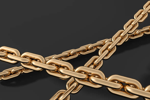 istock Chain with blank background, concept of digital security, 3d rendering. 1167272876