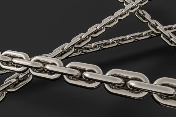 istock Chain with blank background, concept of digital security, 3d rendering. 1167272882